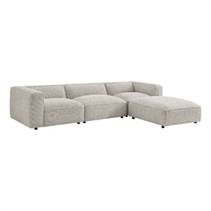 Auren Lattice Boucle 4 Piece Sectional with Ottoman in Fog