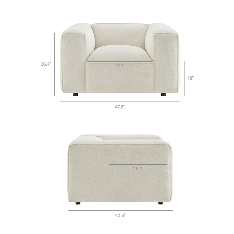 Auren Lattice Boucle Accent Chair with Pocket Spring Seat in Cream