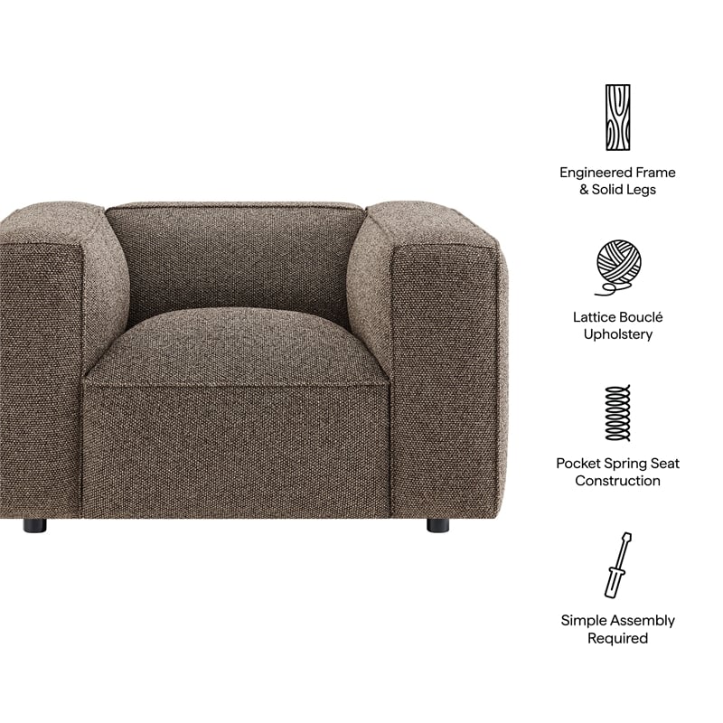 Auren Lattice Boucle Accent Chair with Pocket Spring Seat in Earth