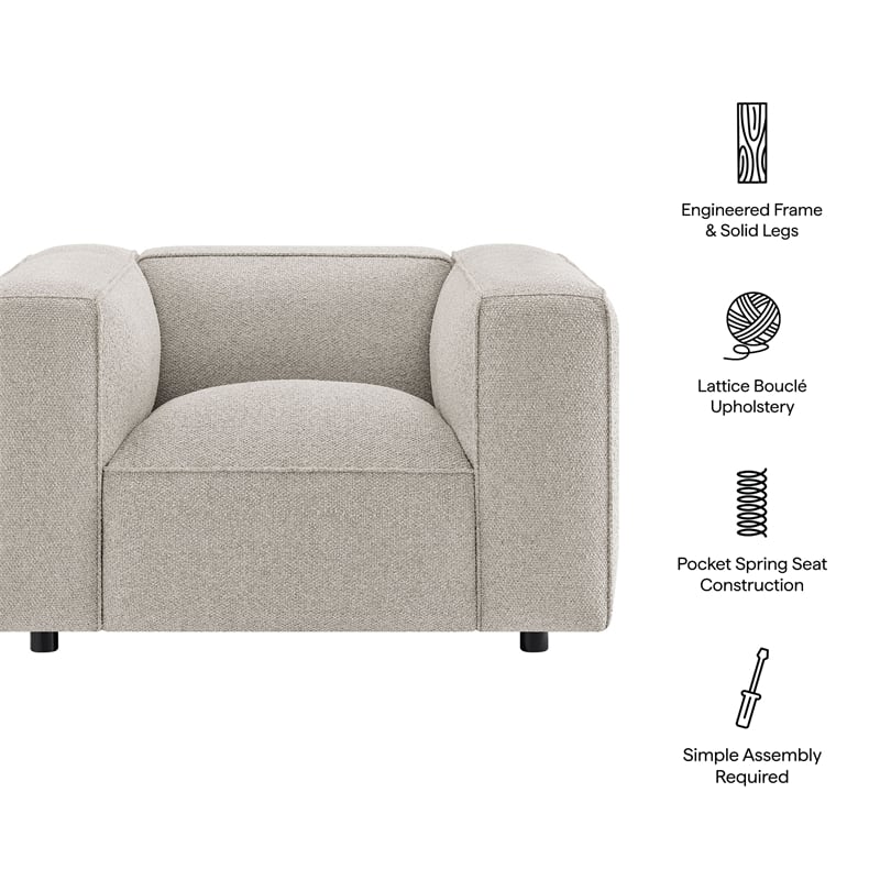 Auren Lattice Boucle Accent Chair with Pocket Spring Seat in Fog
