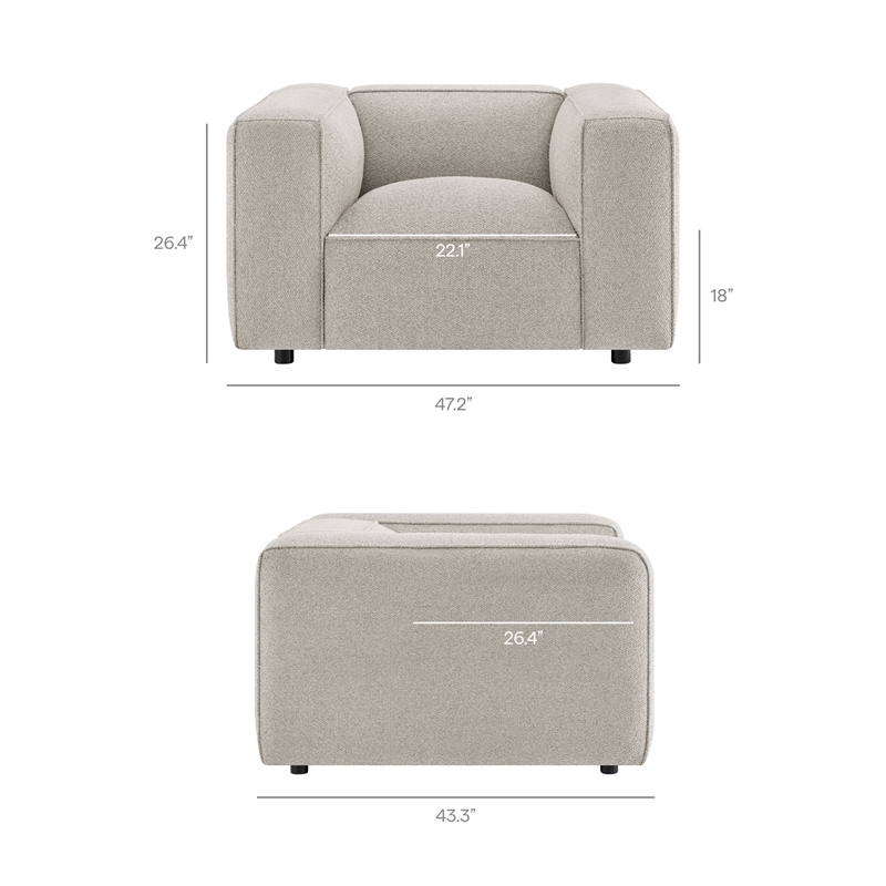 Auren Lattice Boucle Accent Chair with Pocket Spring Seat in Fog