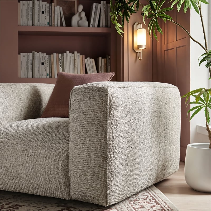 Auren Lattice Boucle Accent Chair with Pocket Spring Seat in Fog