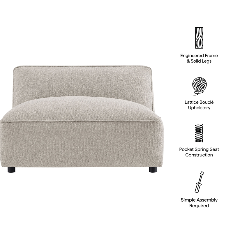 Auren Lattice Boucle Armless Chair with Pocket Spring Seat in Fog