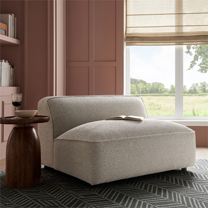 Auren Lattice Boucle Armless Chair with Pocket Spring Seat in Fog