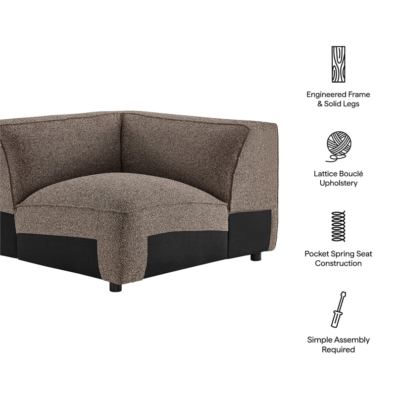 Auren Lattice Boucle Corner Chair with Pocket Spring Seat in Earth