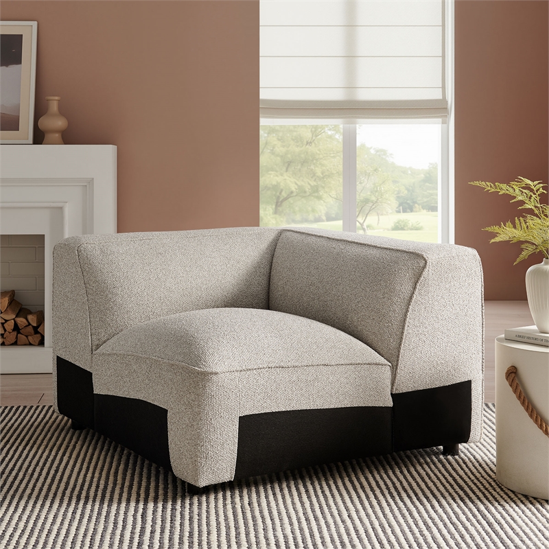 Auren Lattice Boucle Corner Chair with Pocket Spring Seat in Fog
