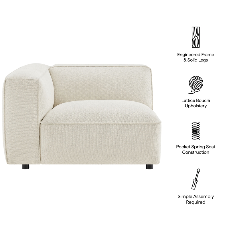 Auren Lattice Boucle Left-Facing Arm Chair with Pocket Spring Seat in Cream
