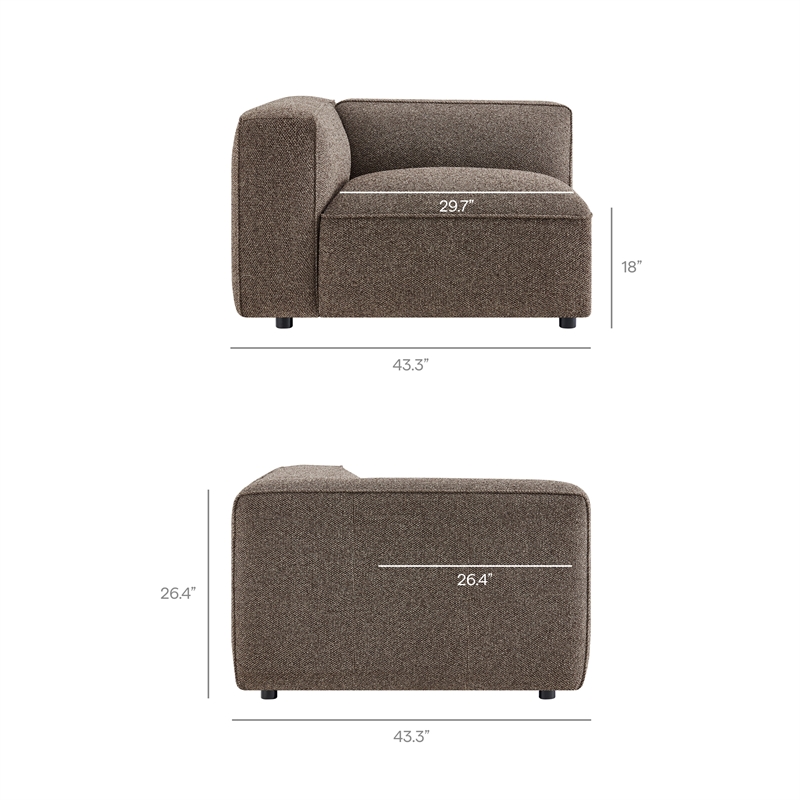 Auren Lattice Boucle Left-Facing Arm Chair with Pocket Spring Seat in Earth