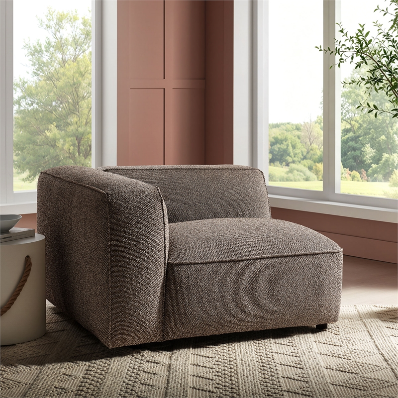 Auren Lattice Boucle Left-Facing Arm Chair with Pocket Spring Seat in Earth