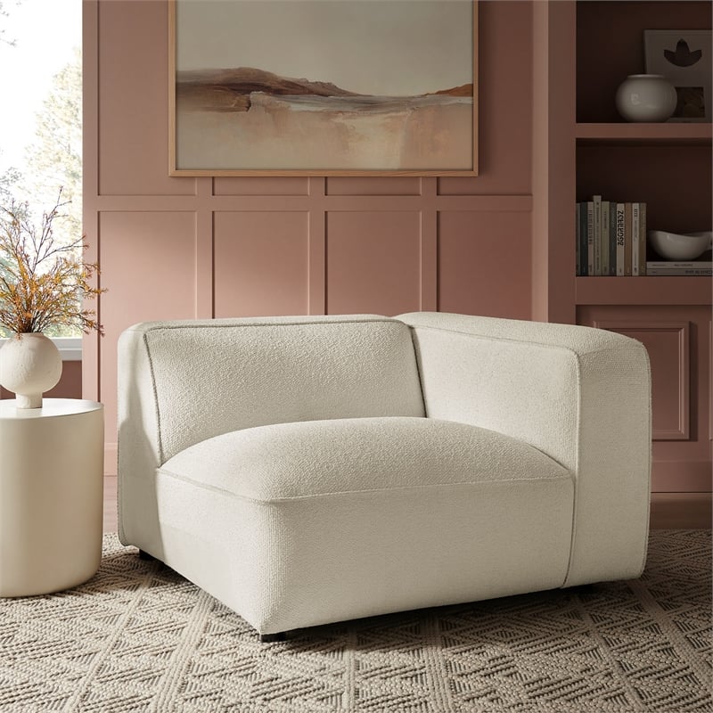 Auren Lattice Boucle Right-Facing Arm Chair with Pocket Spring Seat in Cream