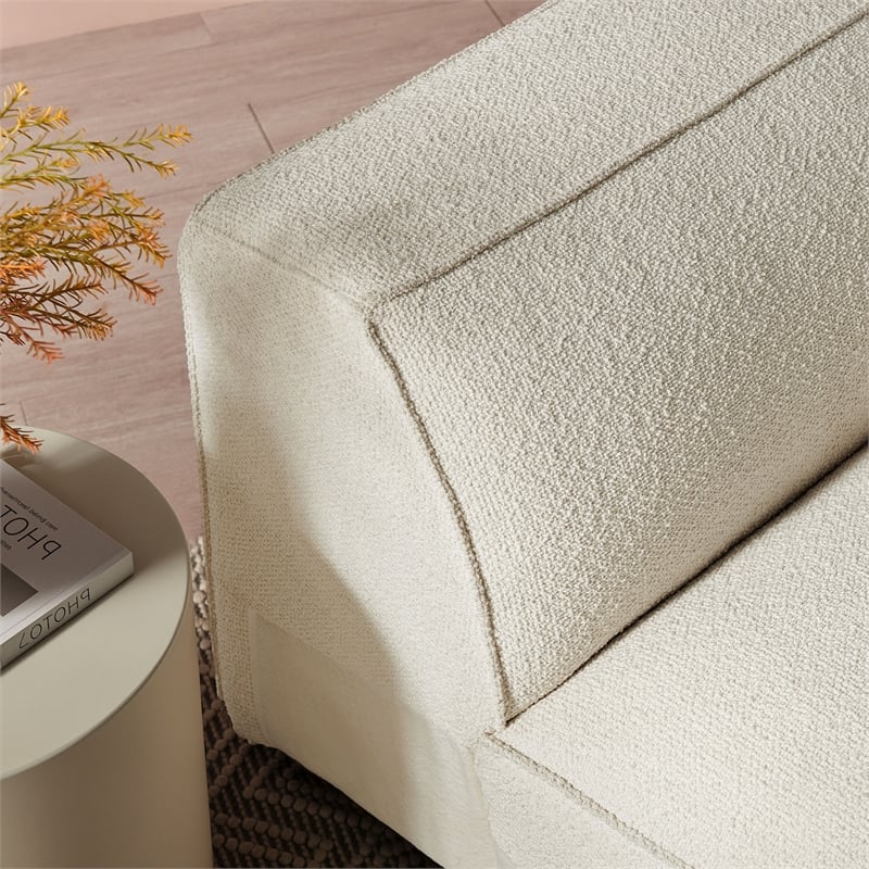 Auren Lattice Boucle Right-Facing Arm Chair with Pocket Spring Seat in Cream