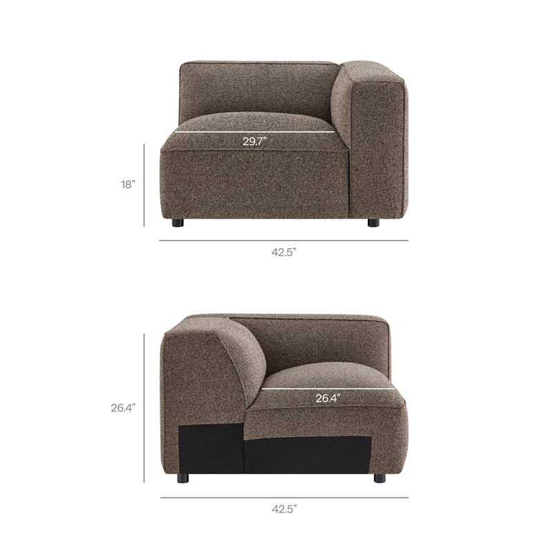 Auren Lattice Boucle Right-Facing Arm Chair with Pocket Spring Seat in Earth