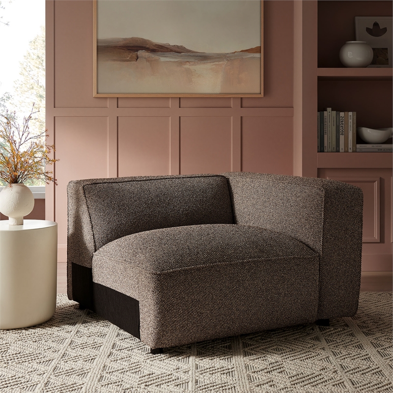 Auren Lattice Boucle Right-Facing Arm Chair with Pocket Spring Seat in Earth