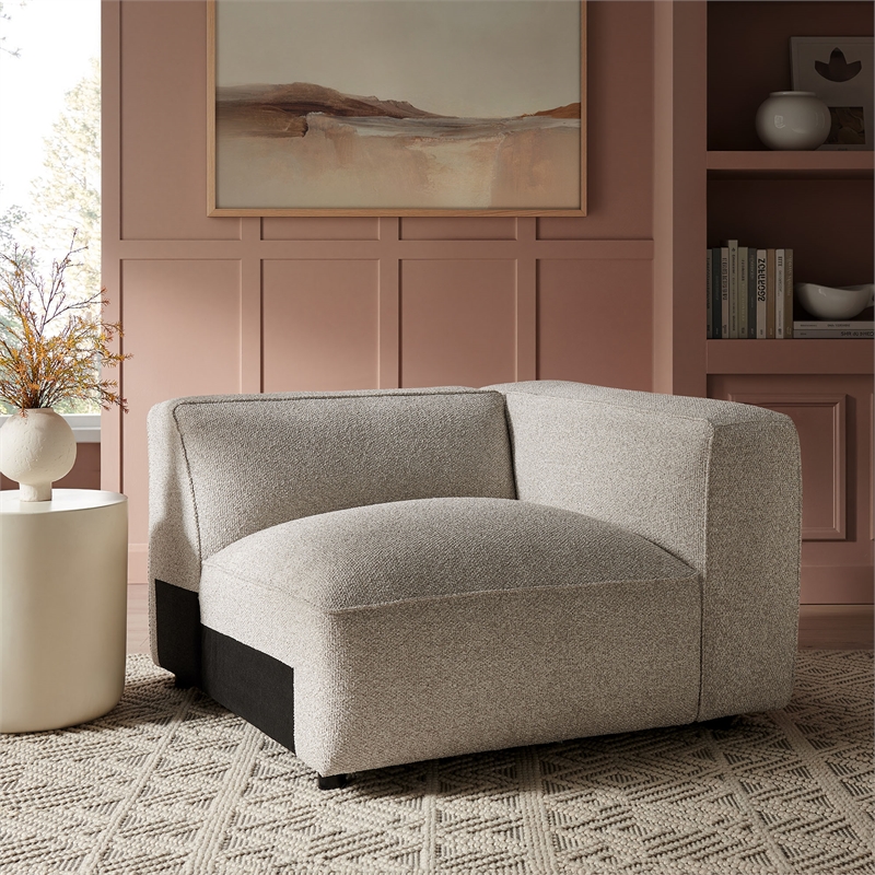 Auren Lattice Boucle Right-Facing Arm Chair with Pocket Spring Seat in Fog