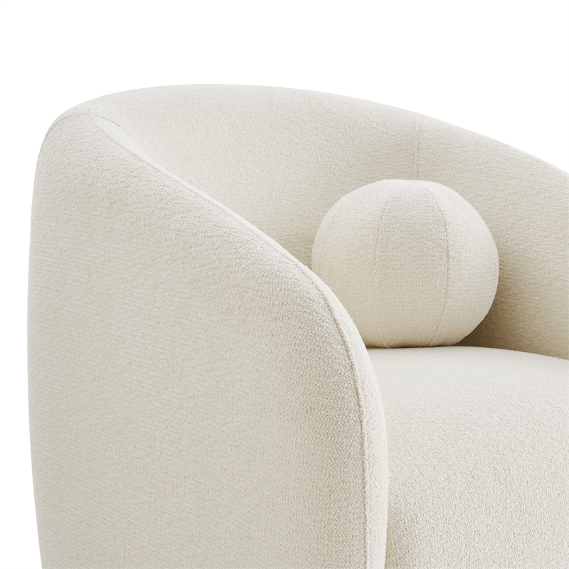 Holland Swivel Chenille Fabric Armchair in Cream
