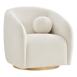 Holland Swivel Chenille Fabric Armchair in Cream