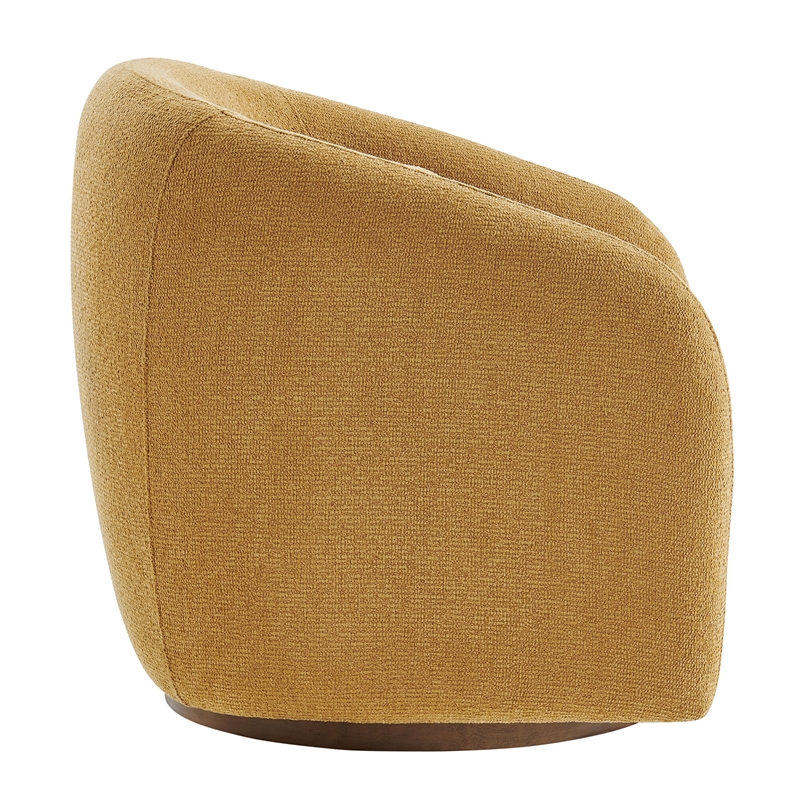 Holland Swivel Chenille Fabric Armchair in Mustard