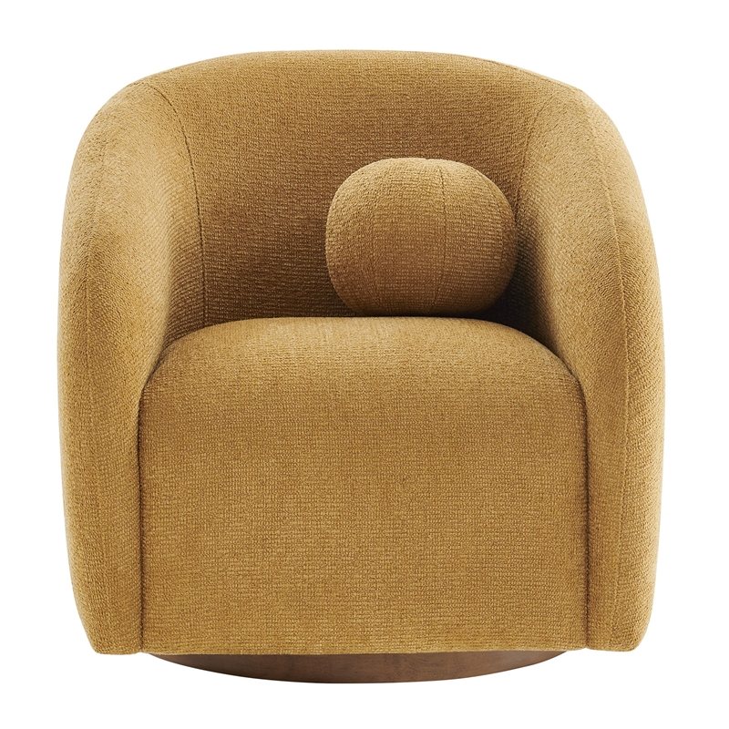 Holland Swivel Chenille Fabric Armchair in Mustard