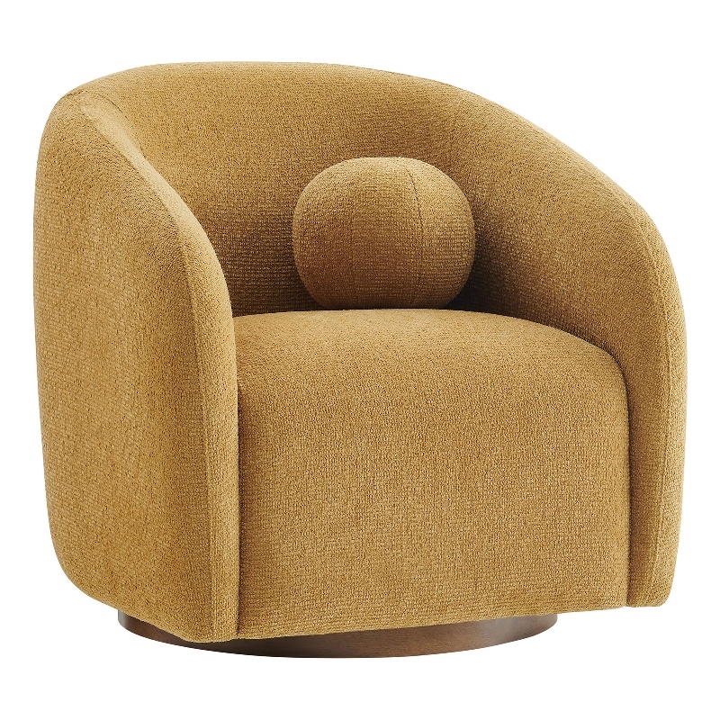 Holland Swivel Chenille Fabric Armchair in Mustard