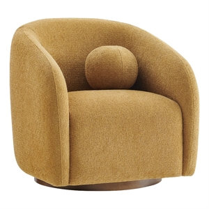 Holland Swivel Chenille Fabric Armchair in Mustard
