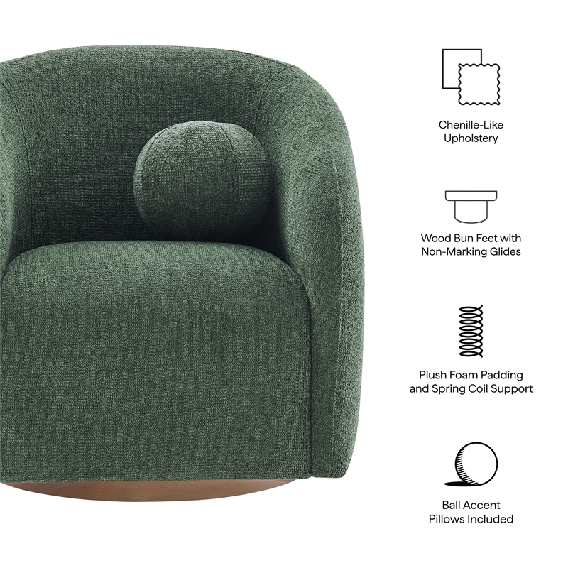 Holland Swivel Chenille Fabric Armchair in Pine