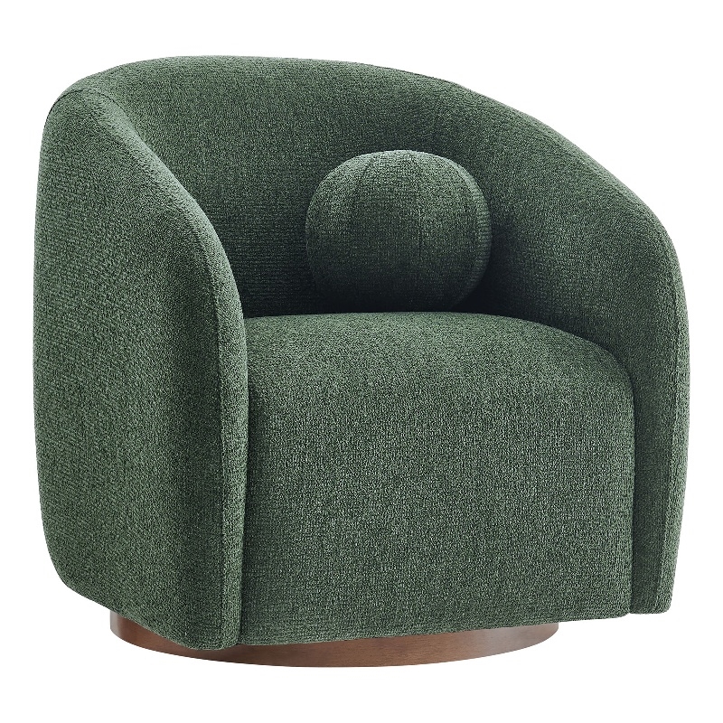 Holland Swivel Chenille Fabric Armchair in Pine
