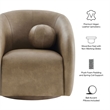 Holland Swivel Vegan Leather Armchair in Mushroom