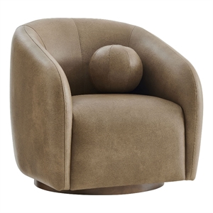 Holland Swivel Vegan Leather Armchair in Mushroom