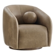 Holland Swivel Vegan Leather Armchair in Mushroom