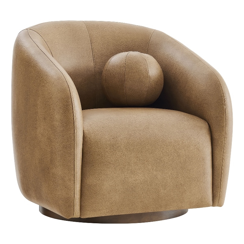 Holland Swivel Vegan Leather Armchair in Toast