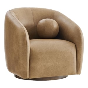 Holland Swivel Vegan Leather Armchair in Toast