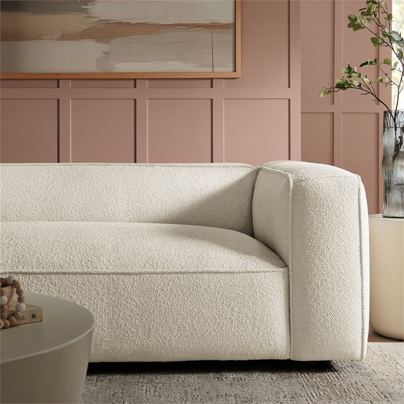 Auren 88 Inch Lattice Boucle Sofa with Pocket Spring Seat in Cream