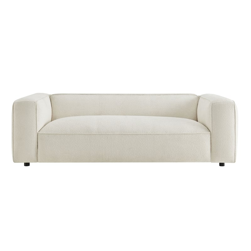 Auren 88 Inch Lattice Boucle Sofa with Pocket Spring Seat in Cream