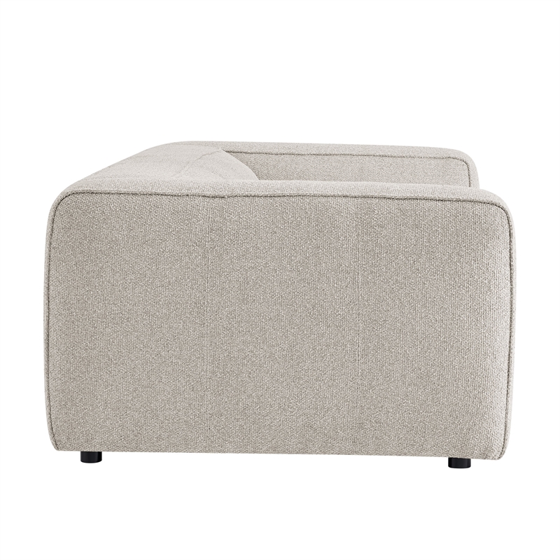 Auren 88 Inch Lattice Boucle Sofa with Pocket Spring Seat in Fog