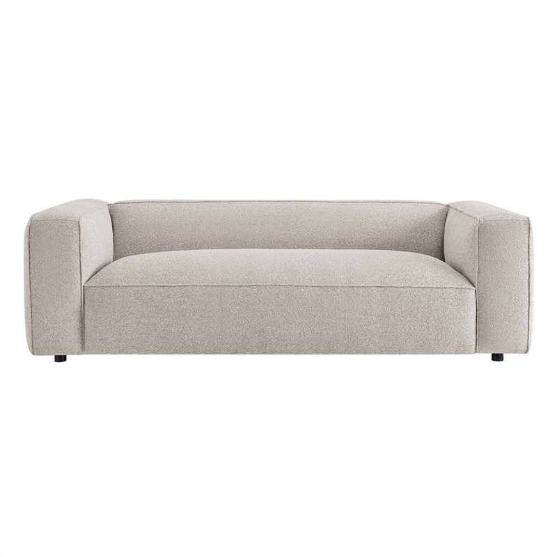 Auren 88 Inch Lattice Boucle Sofa with Pocket Spring Seat in Fog