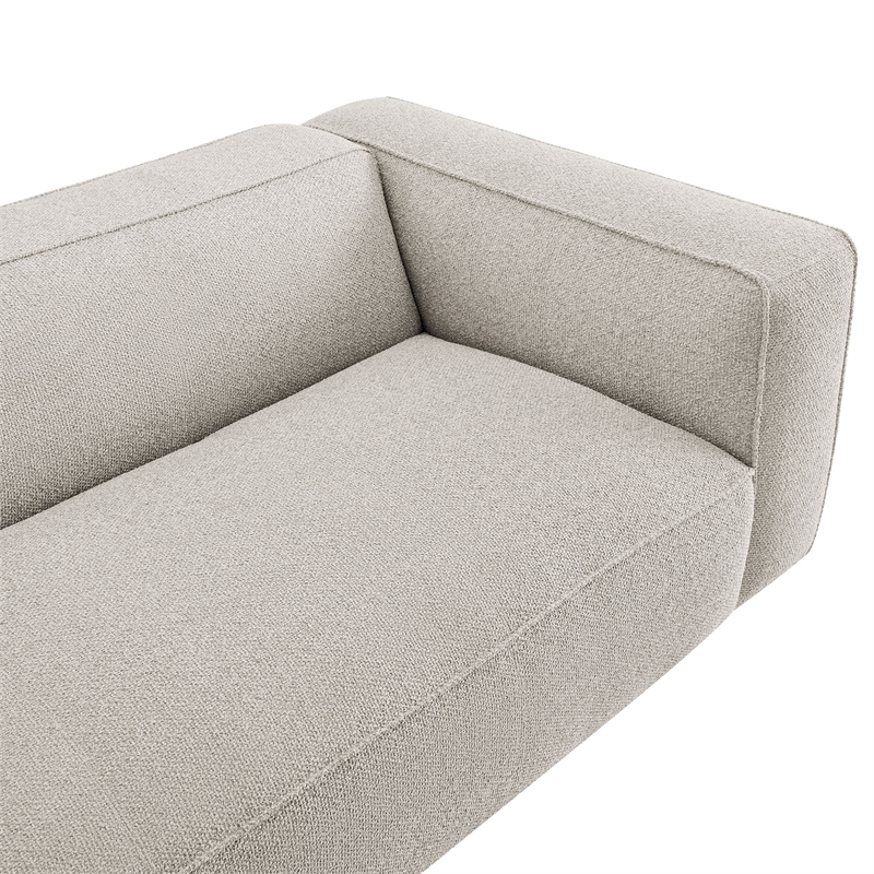 Auren 88 Inch Lattice Boucle Sofa with Pocket Spring Seat in Fog