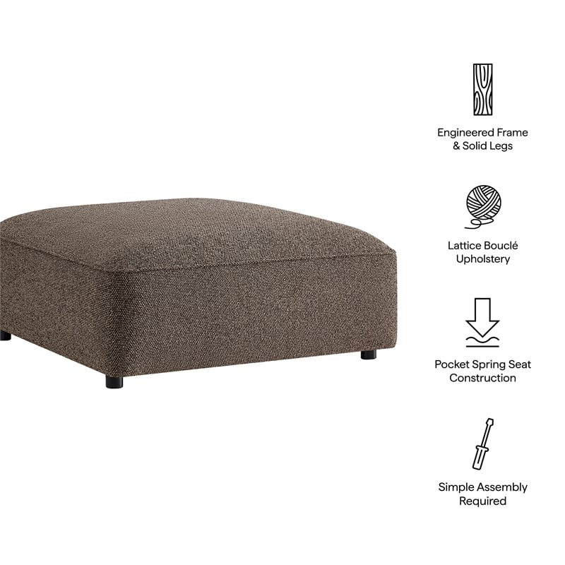Auren Lattice Boucle Ottoman with Foam Padding in Earth