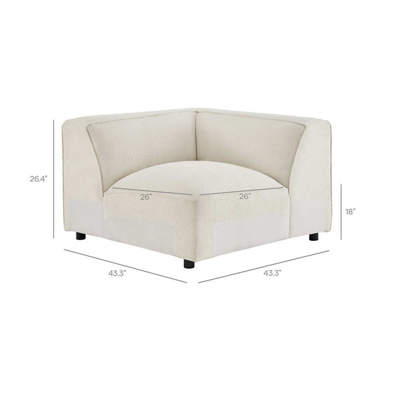 Auren Lattice Boucle 5 Piece Corner Sectional in Cream