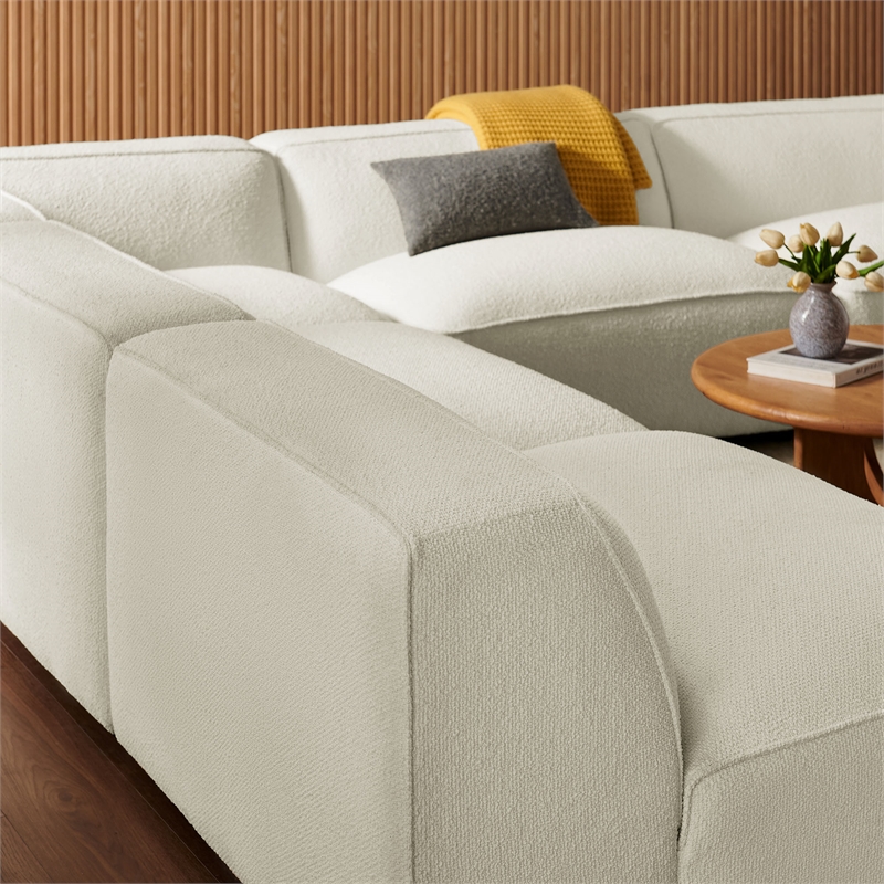 Auren Lattice Boucle 5 Piece Corner Sectional in Cream