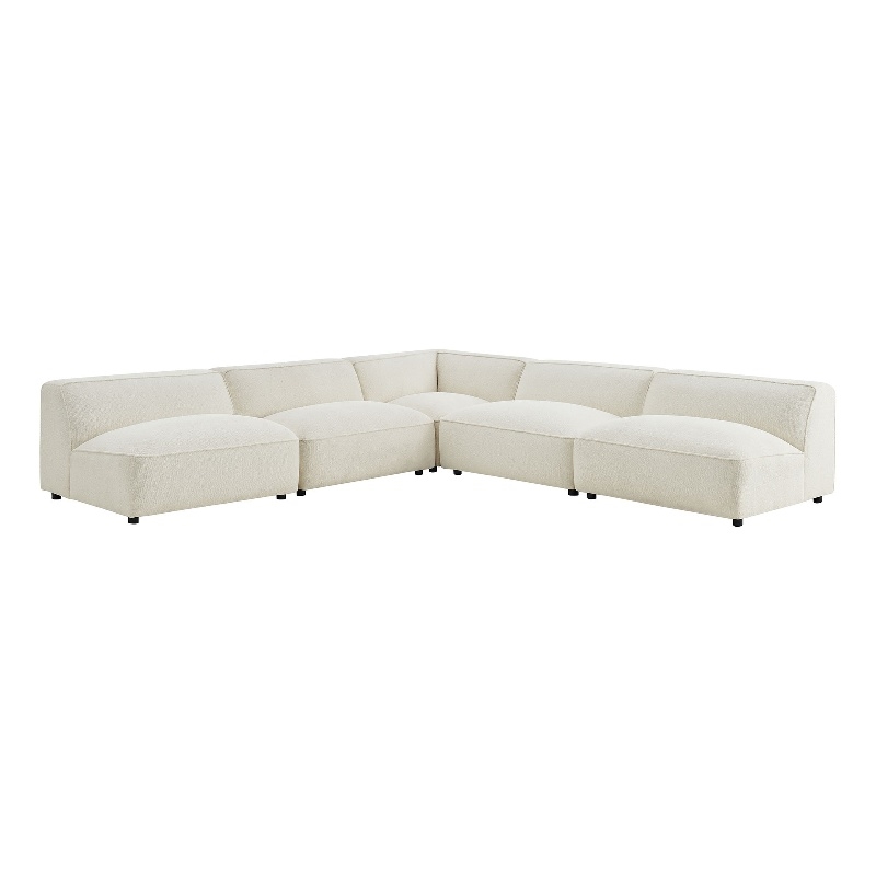 Auren Lattice Boucle 5 Piece Corner Sectional in Cream