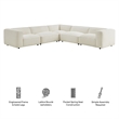 Auren Lattice Boucle 5 Piece Corner Sectional in Cream