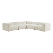 Auren Lattice Boucle 5 Piece Corner Sectional in Cream