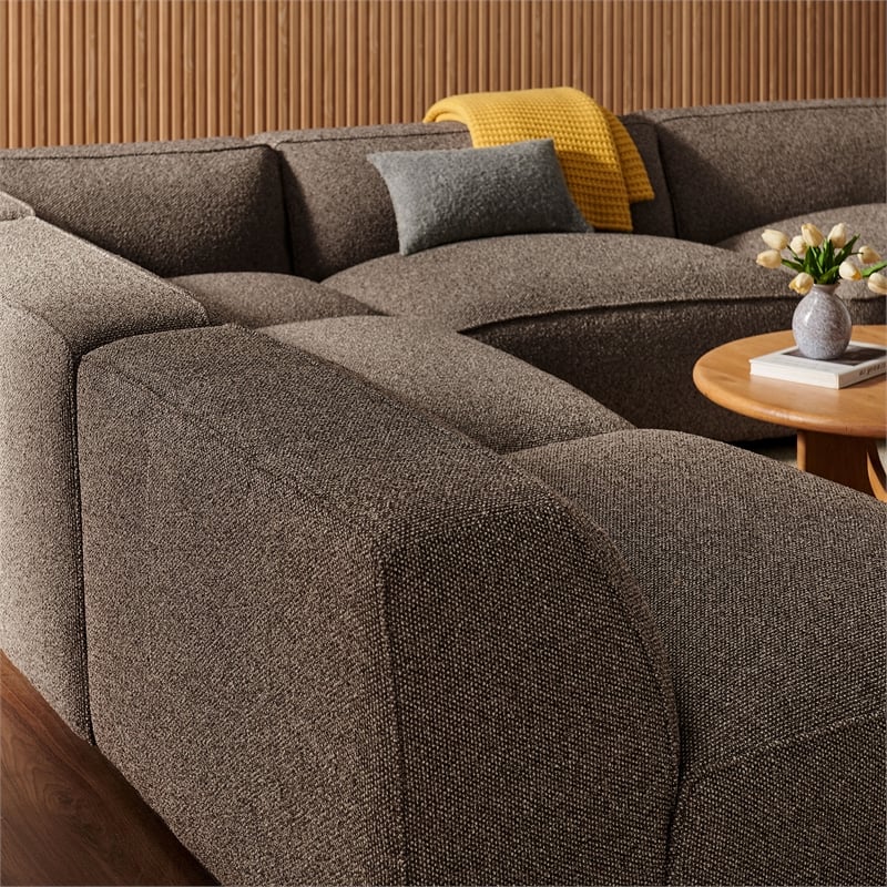 Auren Lattice Boucle 5 Piece Corner Sectional in Earth