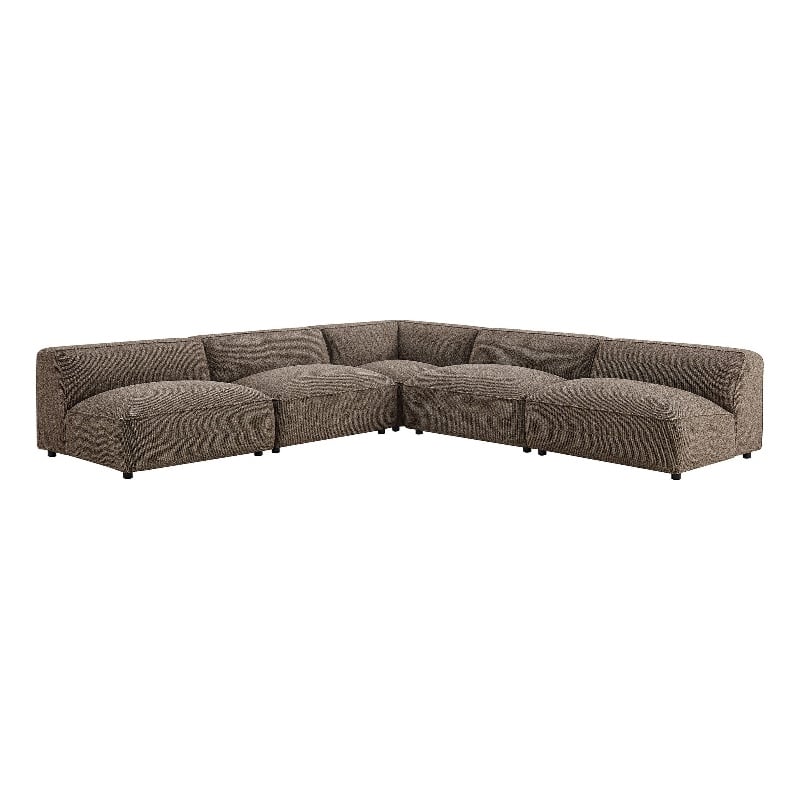 Auren Lattice Boucle 5 Piece Corner Sectional in Earth