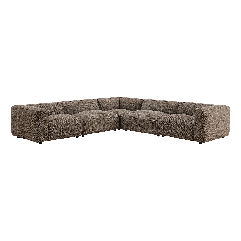 Auren Lattice Boucle 5 Piece Corner Sectional in Earth