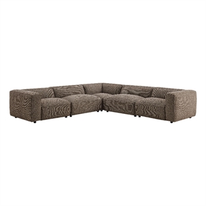 Auren Lattice Boucle 5 Piece Corner Sectional in Earth
