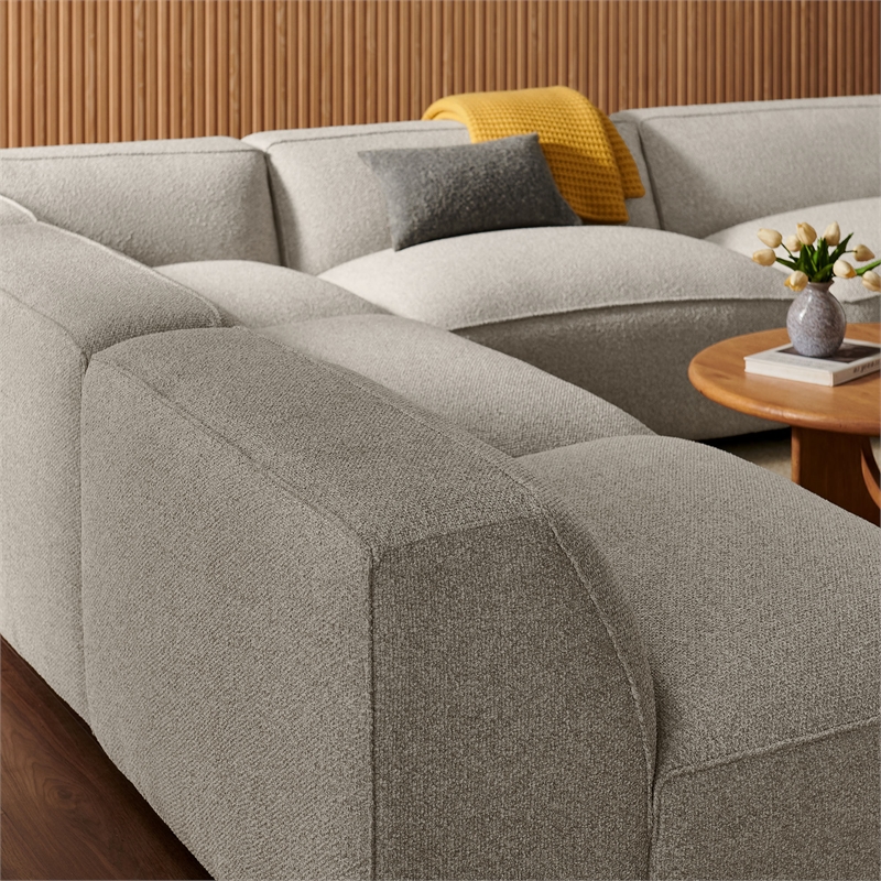 Auren Lattice Boucle 5 Piece Corner Sectional in Fog