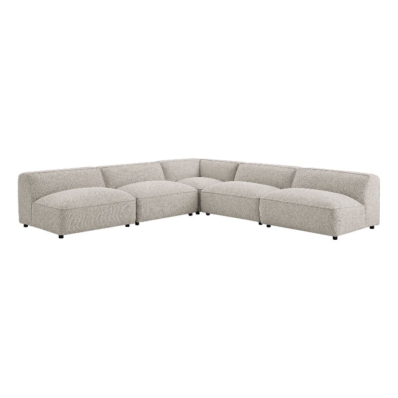 Auren Lattice Boucle 5 Piece Corner Sectional in Fog
