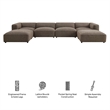 Auren Lattice Boucle 6 Piece Sectional with 2 Ottomans in Earth