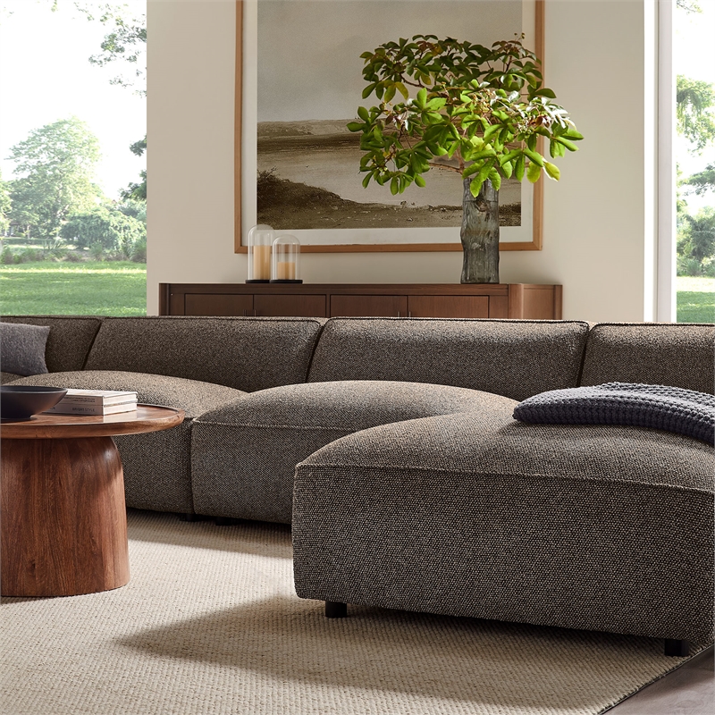 Auren Lattice Boucle 6 Piece Sectional with 2 Ottomans in Earth